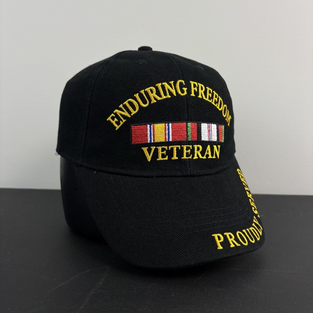Operation Enduring Freedom Veteran Hat‎ Black Military Cap Strapback Adjustable